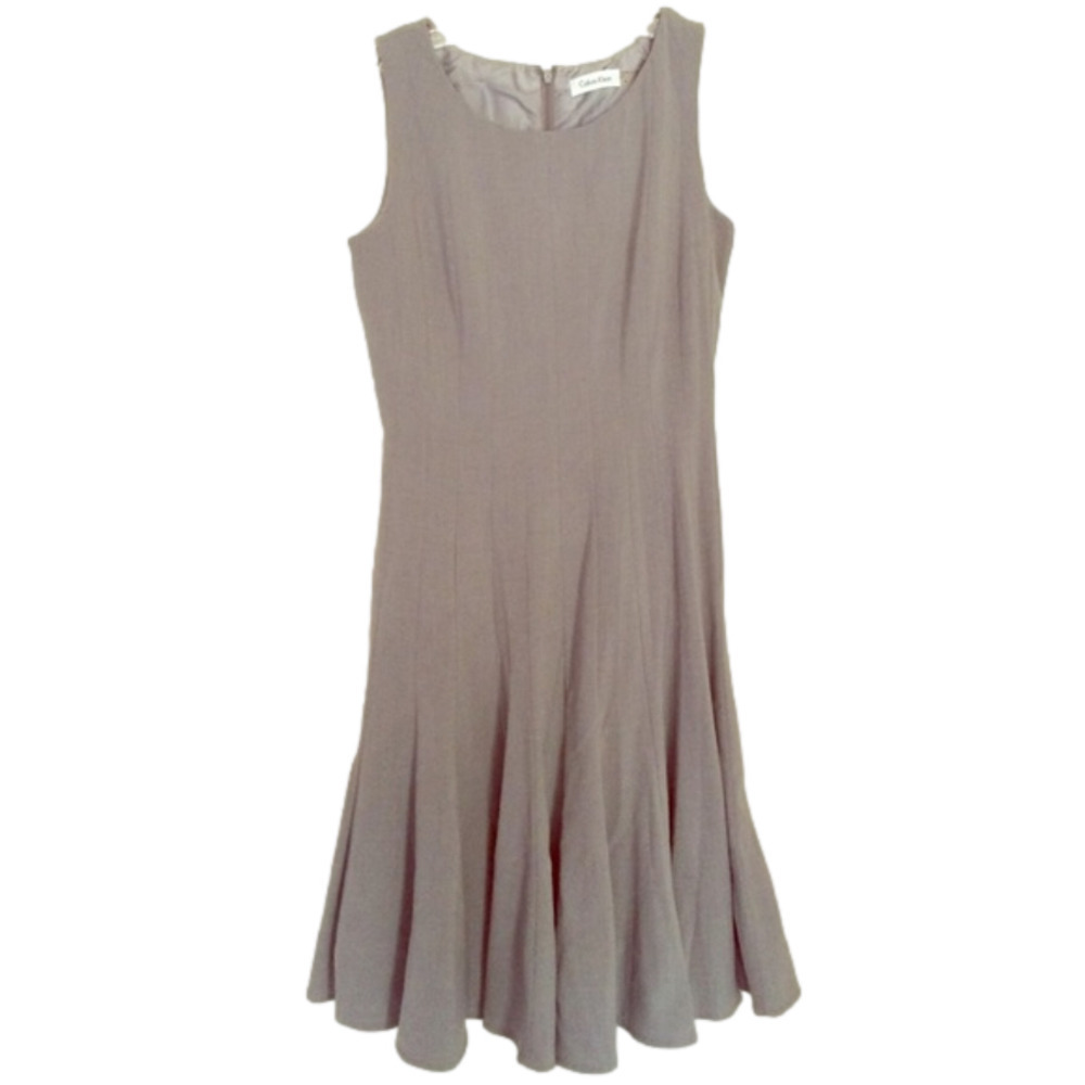 Sleeveless Pleated Calvin Klein Grey Dress